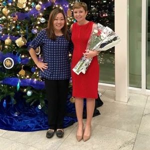 Calvin Klein Pleated Red Midi Dress